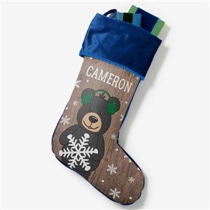 Holiday Bear Family Personalized Blue Christmas Stocking - 19348-BL