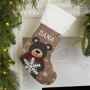 Holiday Bear Family Personalized Ivory Christmas Stocking - 19348-I