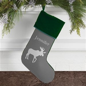Winter Silhouette Personalized Green Trim Christmas Stockings - 19349-G