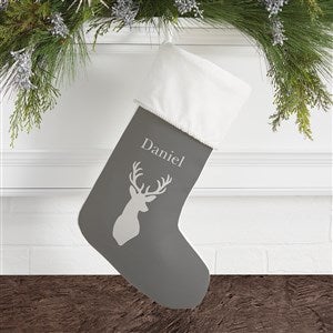 Winter Silhouette Personalized Ivory Trim Christmas Stockings - 19349-I