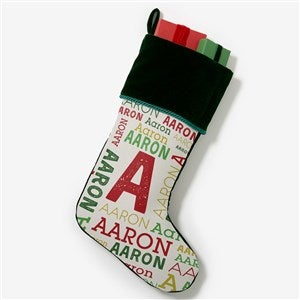 Name  Monogram Green Christmas Stocking - 19353-G