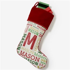 Repeating Name Personalized Burgundy Christmas Stocking - 19353