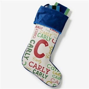 Name  Monogram Personalized Blue Christmas Stocking - 19353-BL