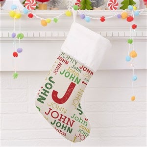 Name & Monogram Ivory Christmas Stocking - 19353-I