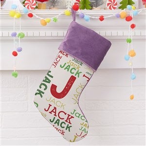 Name & Monogram Personalized Purple Christmas Stocking - 19353-P