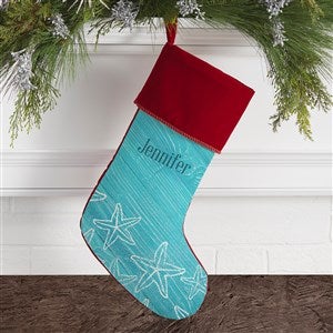 Coastal Home Personalized Burgundy Christmas Stocking - 19355