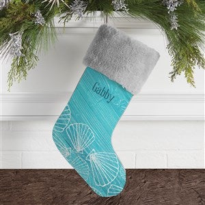 Coastal Home Personalized Grey Faux Fur Christmas Stocking - 19355-GF