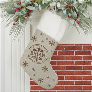 Stamped Snowflake Personalized Ivory Christmas Stocking - 19357-I
