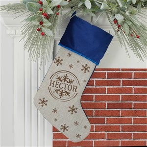 Stamped Snowflake Personalized Blue Christmas Stocking - 19357-BL
