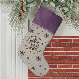 Stamped Snowflake Personalized Purple Christmas Stocking - 19357-P