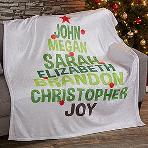 Christmas Family Tree Personalized 60x80 Plush Fleece Blanket - 19358-L