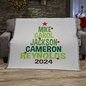 Christmas Family Tree Personalized 50x60 Woven Throw Blanket - 19358-A