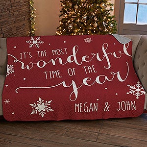 Christmas Quotes Personalized 50x60 Quilted Blanket - 19359-Q