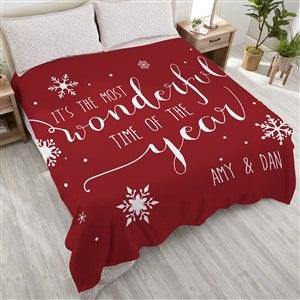 Christmas Quotes Personalized 90x90 Plush Queen Fleece Blanket - 19359-QU