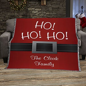 Santa Belt Personalized 50x60 Woven Throw Blanket - 19360-A