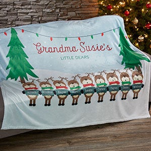 Reindeer Family Character Personalized 50x60 Lightweight Fleece Blanket - 19361-LF