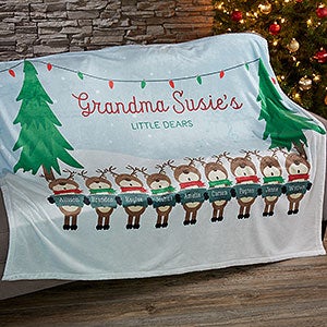 Reindeer Family Character Personalized 60x80 Plush Fleece Blanket - 19361-FL