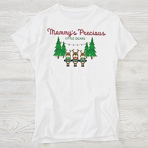 Reindeer Family Personalized Hanes® Ladies Fitted Tee - 19379-FT