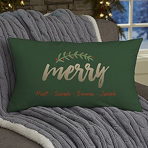 Cozy Christmas Personalized Lumbar Velvet Throw Pillow - 19380-LBV
