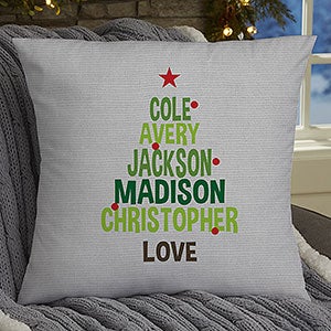 Christmas Family Tree 18" Personalized Throw Pillow - 19383-L