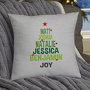 Christmas Family Tree 14" Personalized Throw Pillow - 19383-S
