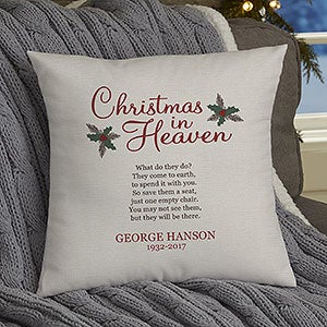Christmas In Heaven Personalized 14"  Memorial Pillow - 19384-S