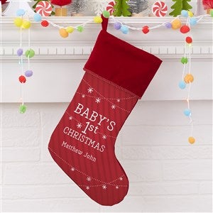 Babys First Christmas Personalized Burgundy Christmas Stocking - 19396