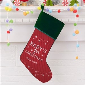 Babys First Christmas Personalized Green Christmas Stocking - 19396-G