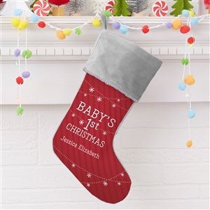 Babys First Christmas Personalized Grey Christmas Stocking - 19396-GR