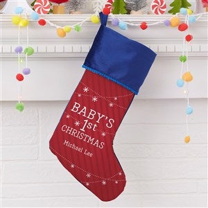Babys First Christmas Personalized Blue Christmas Stocking - 19396-BL