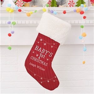Babys First Christmas Personalized Ivory Faux Fur Christmas Stocking - 19396-IF