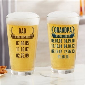 Date Established Personalized Pint Glass - 19410