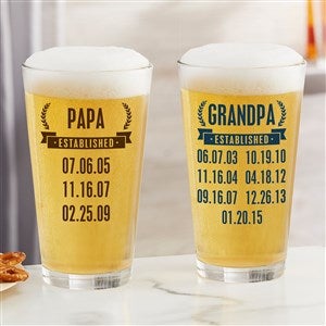 Date Established Personalized Pint Glass - 19410