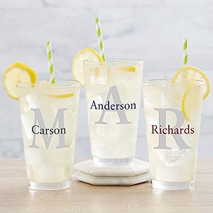 Traditional Name & Initial Personalized Pint Glass - 19412