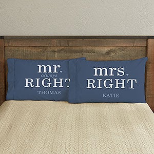 Mr & Mrs Right Personalized Pillowcase Set - Full Color - 19416-F