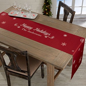 Scenic Snowflakes Personalized Table Runner- 16 x 60 - 19429-S