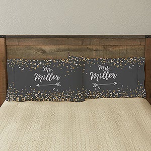 Sparkling Love Personalized Wedding Pillowcase Set - Full Color - 19431-F