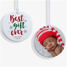 Best. Gift. Ever. Personalized Baby Ornament- 2.85 Glossy - 2 Sided - 19437-2