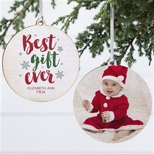 Best Gift Ever Personalized Wood Photo Baby Ornament - 19437-2W
