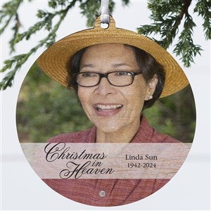 Christmas In Heaven Memorial Photo Ornament - 1 Sided Wood - 19445-1W