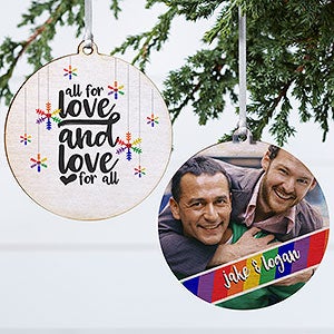 Love Wins Personalized Pride Ornament - 2 Sided Wood - 19447-2W