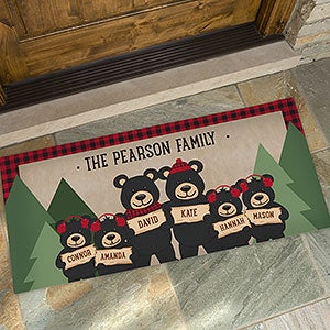 Personalized Holiday Doormat 24x48 - Black Bear Family - 19461-O