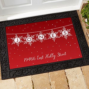 Festive Snowflakes Personalized Doormat- 18x27 - 19466