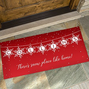 Festive Snowflakes Personalized Oversized Doormat- 24x48 - 19466-O