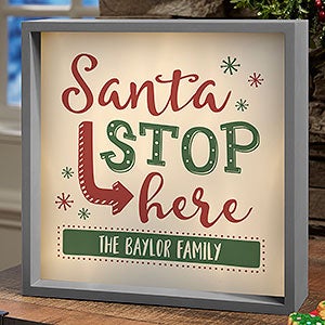 Santa Stop Here 10x10 Personalized LED Light Shadow Box - 19467-10x10