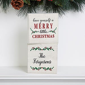 Merry Christmas Personalized Shelf Blocks - Set of 2 - 19469