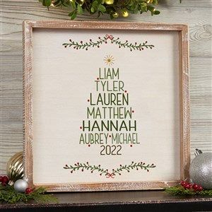 Christmas Family Tree Personalized Whitewashed Frame Wall Art- 12