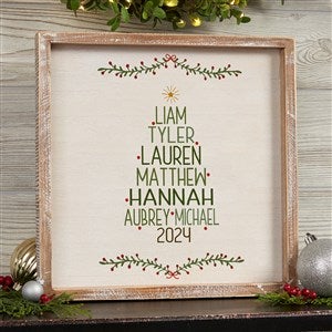 Christmas Family Tree Personalized Whitewashed Frame Wall Art- 12 x 12 - 19472-12x12
