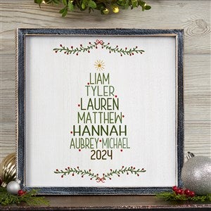 Family Christmas Tree 12x12 Blackwashed Wood Wall Art - 19472B-12x12