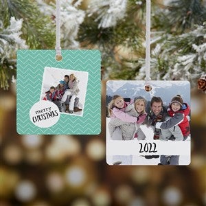 Photo Message Personalized Square Ornament- 2.75